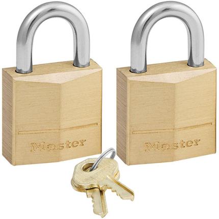 Solid Brass Body Padlock Keyed Alike MASTER LOCK 120EURT 2 Pack-0