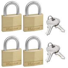 Solid Brass Body Padlock Keyed Alike MASTER LOCK 130EURQNOP 4 Pack