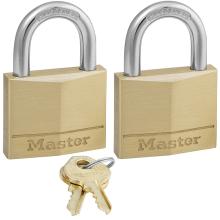 Solid Brass Body Padlock Keyed Alike MASTER LOCK 130EURT 2 Pack