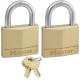 Solid Brass Body Padlock Keyed Alike MASTER LOCK 130EURT 2 Pack