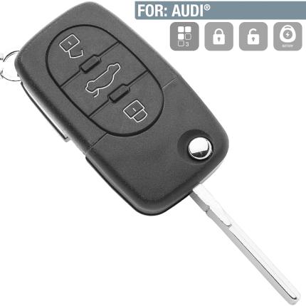 AUDI Flip Key remote shell with 3 Buttons | HURSC8 + HU66APRS                                                                                                                                                                                                     -0