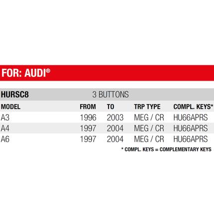 AUDI Flip Key remote shell with 3 Buttons | HURSC8 + HU66APRS                                                                                                                                                                                                     -3