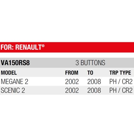 RENAULT Key - Card remote shell with 3 Buttons | VA150RS8-2