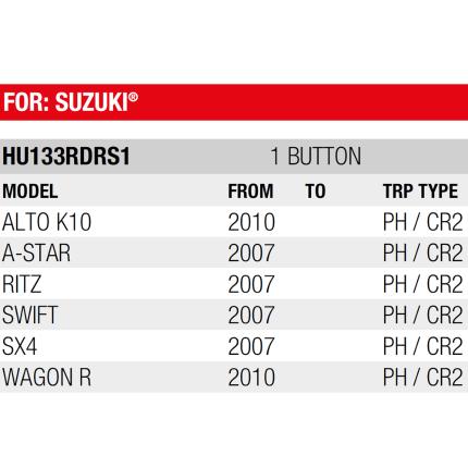 SUZUKI Key remote shell with 1 Button | HU133RDRS1-2