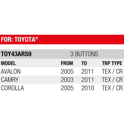 TOYOTA Key remote shell with 3 Buttons | TOY43ARS9-2