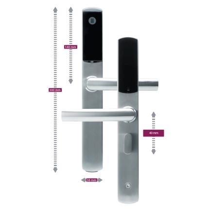 Smart Lock Omnitec Slim, RFID card, mobile, mechanical cylinder, inox, silver-4