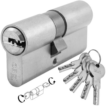 Cylinder Euro Profile 6 Stainless Steel pin & Reversible Flat Key ISEO R6 | Nickel-0