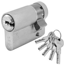 Cylinder Half Euro Profile 6 pin - Flat Key - for glass door ISEO R6 | Nickel & Brass