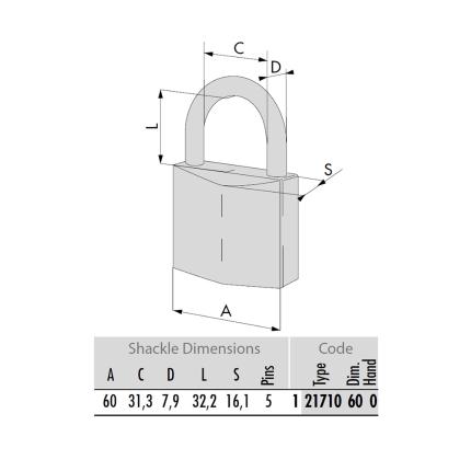 Stainless steel padlock CISA 21710 60mm-1