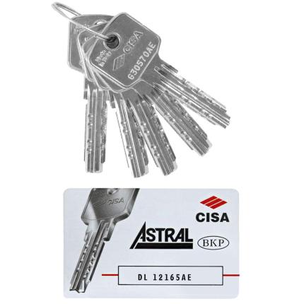 CISA ASTRAL S 0A3S1 Cylinder Euro Profile - Reversible Flat Key - Anti-Snap Steel Βars | Nickel & Brass-2