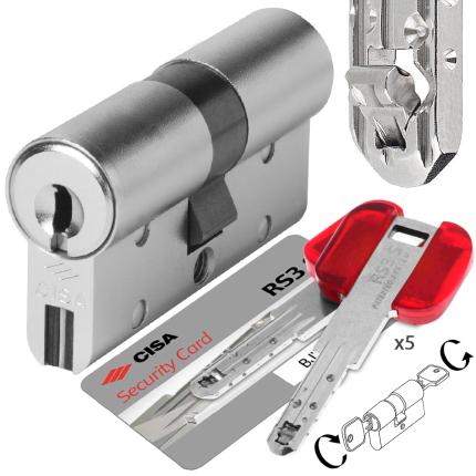 CISA RS3 S 0L3S1 Maximum Security Cylinder Euro Profile - Reversible Patent Flat Key - Controlled Duplication & Anti-Snap Steel Βars-0