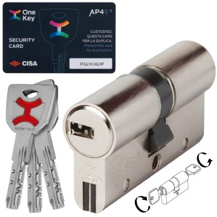 CISA AP4S 0P3S1 High Security Cylinder Euro Profile - Reversible Flat Key - Controlled Duplication & Anti-Snap Steel Βars-0