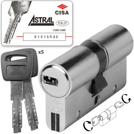 CISA ASTRAL S 0A3S1 High Security Cylinder Euro Profile - Reversible Flat Key - Anti-Snap Steel Βars-0