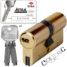 CISA ASTRAL S 0A3S1 Cylinder Euro Profile - Reversible Flat Key - Anti-Snap Steel Βars | Nickel & Brass