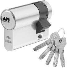 CISA ASIX 0E304 Cylinder Half Euro Profile 6 pin - Flat Key - for glass door | Nickel
