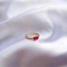 Δαχτυλίδι Επιχρυσωμένο 18Κ Ανοιγόμενο Με Ζιργκόν “Fushia”37015-34 Aventis Jewelry