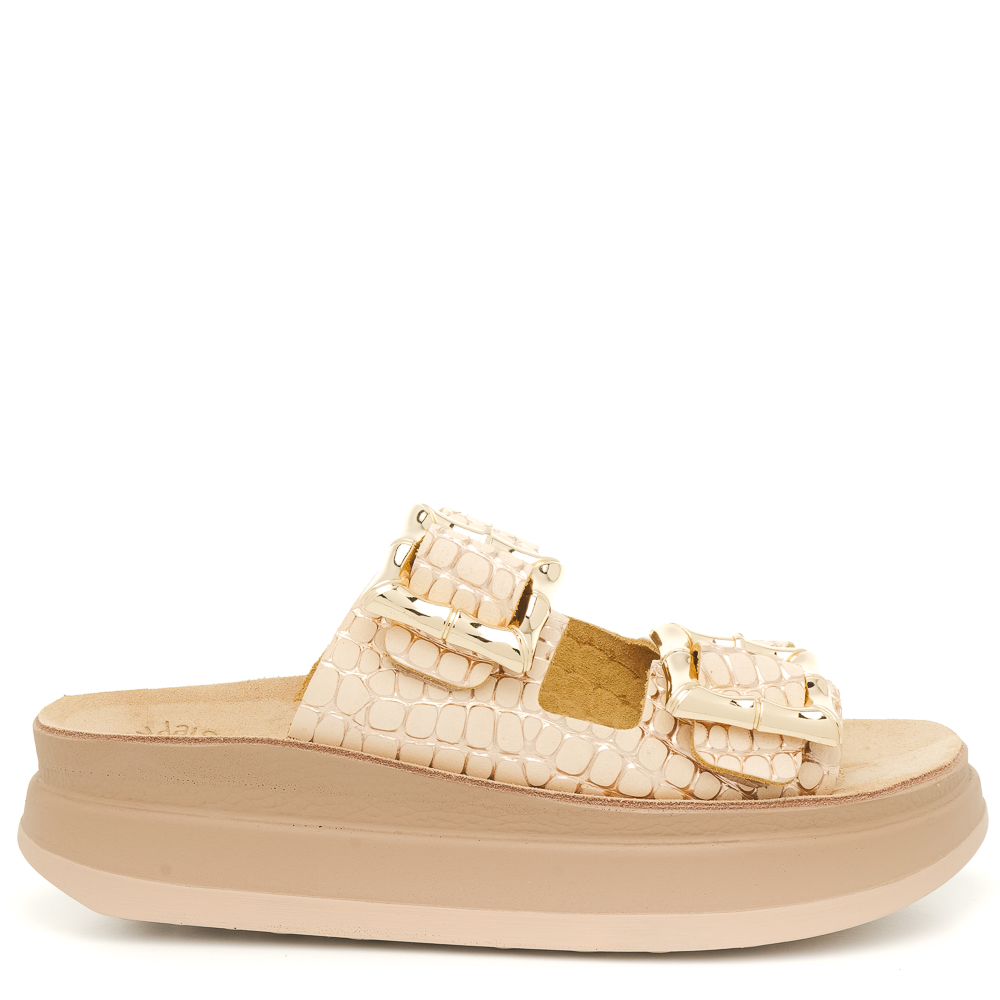 Γυναικείο δερμάτινο  σανδάλι  Fantasy Sandals  S1111 ΒΑΜΒΟΟ RΟSΕGΟLD CRΟCΟ