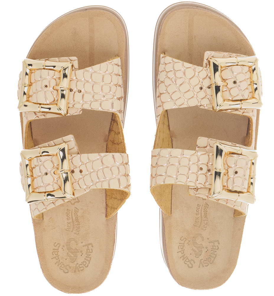Γυναικείο δερμάτινο  σανδάλι  Fantasy Sandals  S1111 ΒΑΜΒΟΟ RΟSΕGΟLD CRΟCΟ