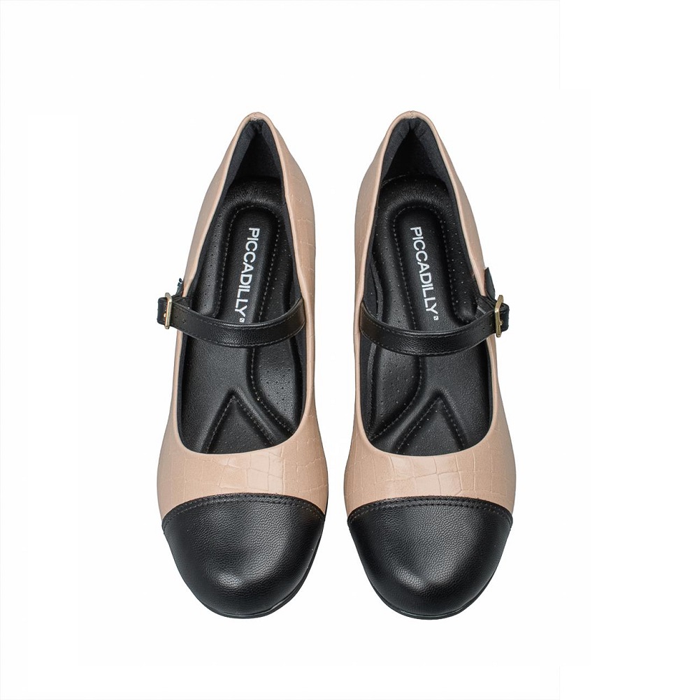 Γυναικεία γόβα με μπαρέτα σε μπέζ  χρώμα Picadilly 110185-2 Collection FW 2025