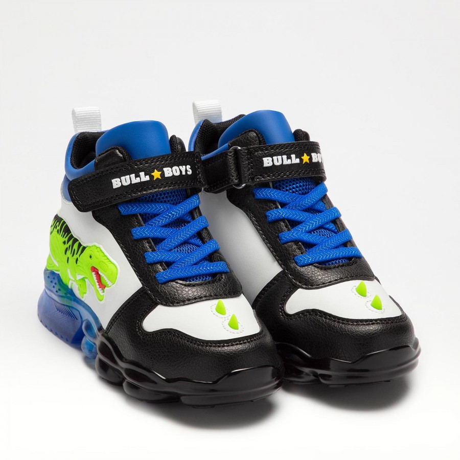 Μποτάκι Sneaker για αγόρι Bull Boys T-REX  ασπρο/κόκκινο φωτάκια DΝΑL2201  AA53