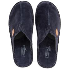 Ανδρική χειμερινή παντόφλα δέρμα μπλέ Adams Shoes 1-585-22502-19