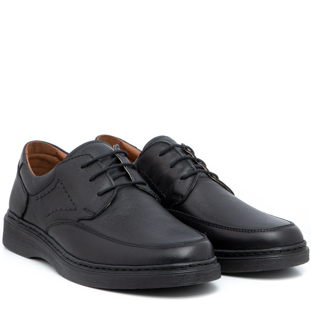 Ανδρικό παπούτσι δέρμα  κορδόνι μαύρο Il Mondo Comfort 381-P