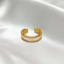 Δαχτυλίδι Επιχρυσωμένο 18Κ Ανοιγόμενο Με Ζιργκόν “Baguette Crystal” 37001-18 Aventis Jewelry
