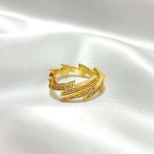 Δαχτυλίδι Ανοιγόμενο Επιχρυσωμένο 18Κ Με Ζιργκόν “Κεραυνός”3701507-18 Aventis Jewelry