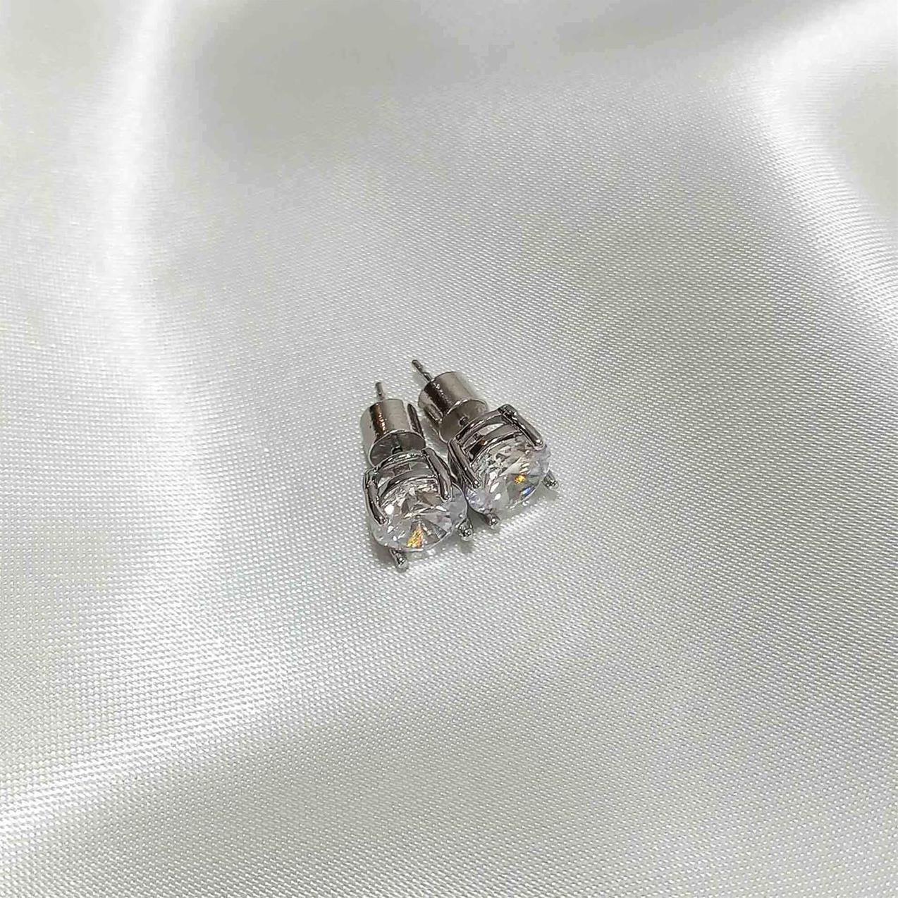Σκουλαρίκια Επιμεταλλωμένα Με Ρόδιο “Καρφωτά Με Ζιργκόν 9mm”4700109-21 Aventis Jewelry