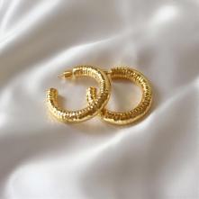 Σκουλαρίκια Επιχρυσωμένα 18Κ “Σφυρήλατοι Καρφωτοί Κρίκοι 40mm”4003640-18 Aventis Jewelry