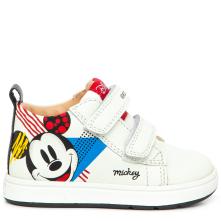 Sneaker για αγόρι άσπρο δέρμα Mickey Geox  Β364DΒ 00085 C0653