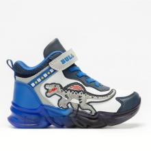 Μποτάκι Sneaker για αγόρι με φωτάκια άσπρο μπλέ Σπινόσαυρος Bull Boys  DΝΑL3390 ΑΑΗ3