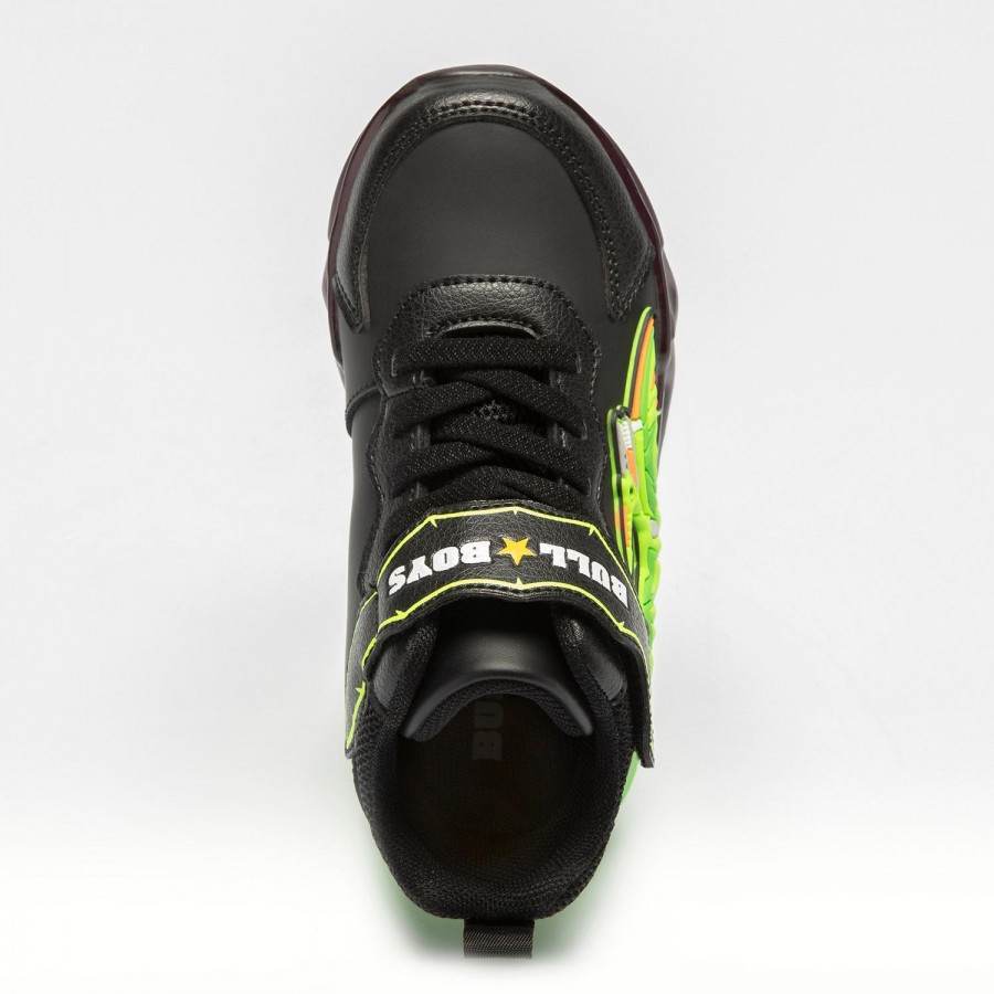 Μποτάκι Sneaker για αγόρι με φωτάκια μαύρο πτεροδάκτυλος Bull Boys  DΝΑL3393 ΑΒ02