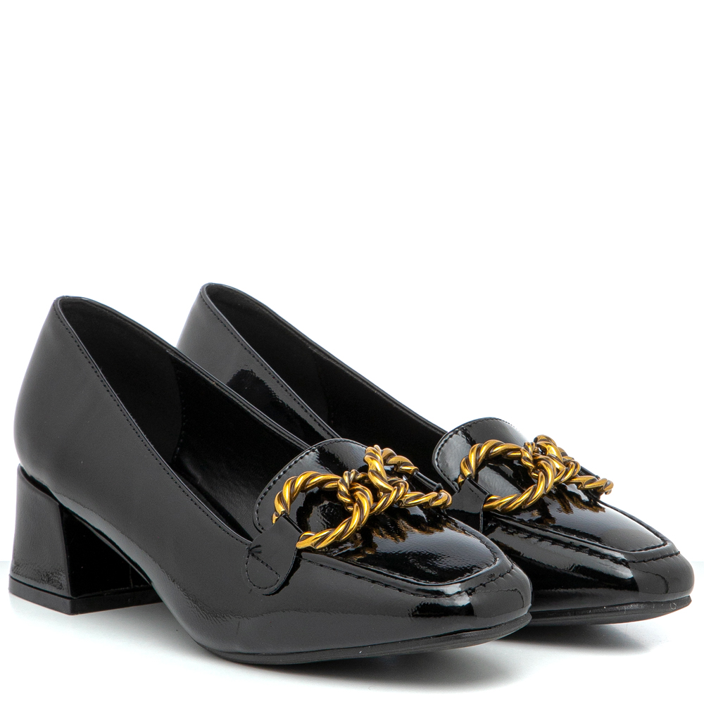 Γυναικεία γόβα μαύρο λουστρίνι Adams Shoes  1-848-23505-29
