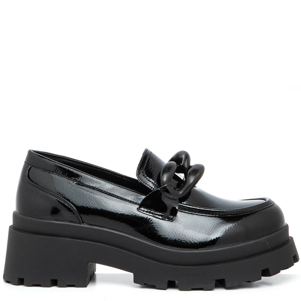 Γυναικείο Loafer σε μαύρο χρώμα λουστρίνι EXE  R119R0753028