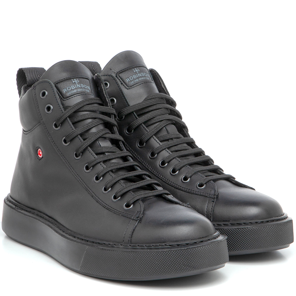 Μποτάκι Sneaker σε μαύρο δέρμα Robinson  69760