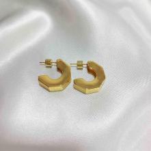 Σκουλαρίκια Επιχρυσωμένα 18Κ “Καρφωτοί Πολυγωνικοί Κρίκοι 20,7mm” Aventis Jewelry