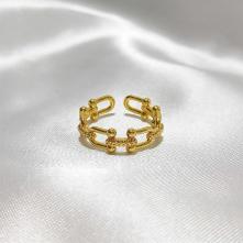 Δαχτυλίδι Επιχρυσωμένο 18Κ Ανοιγόμενο “Αλυσίδα Με Σφυρήλατο Σχέδιο” Aventis jewelry 2