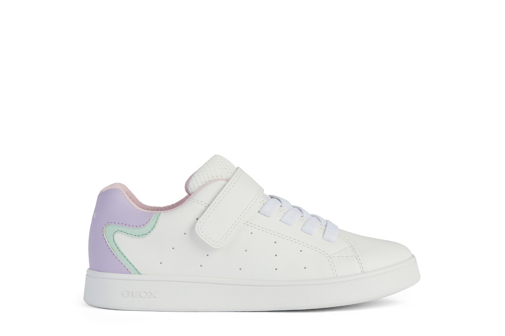 Sneaker για κορίτσι λευκό χρώμα με δυο αυτοκόλλητα  Geox  J36LRΑ 000ΒC C0761 Collection SS 2024