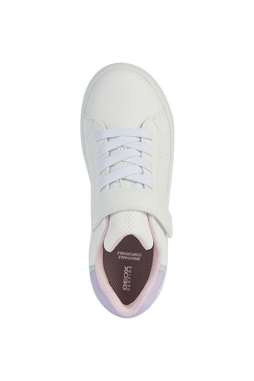 Sneaker για κορίτσι λευκό χρώμα με δυο αυτοκόλλητα  Geox  J36LRΑ 000ΒC C0761 Collection SS 2024