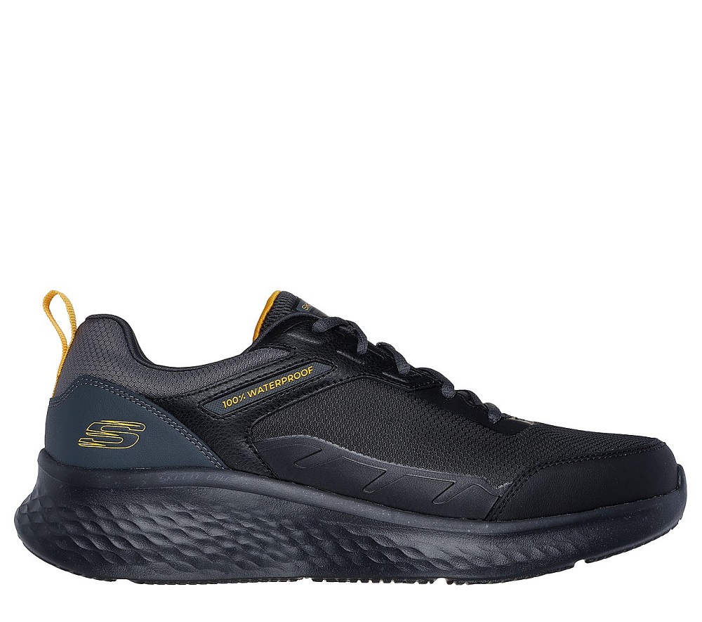 Skechers 100% Waterproof Leather Overlay Lace Up Sneaker W/ Air-Cooled Mf - 232958-BKCC