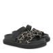 Γυναικείο Flatform δερμάτινο σανδάλι μαύρο/Giraffe EXE U403R34021L7 Collection SS2025-2