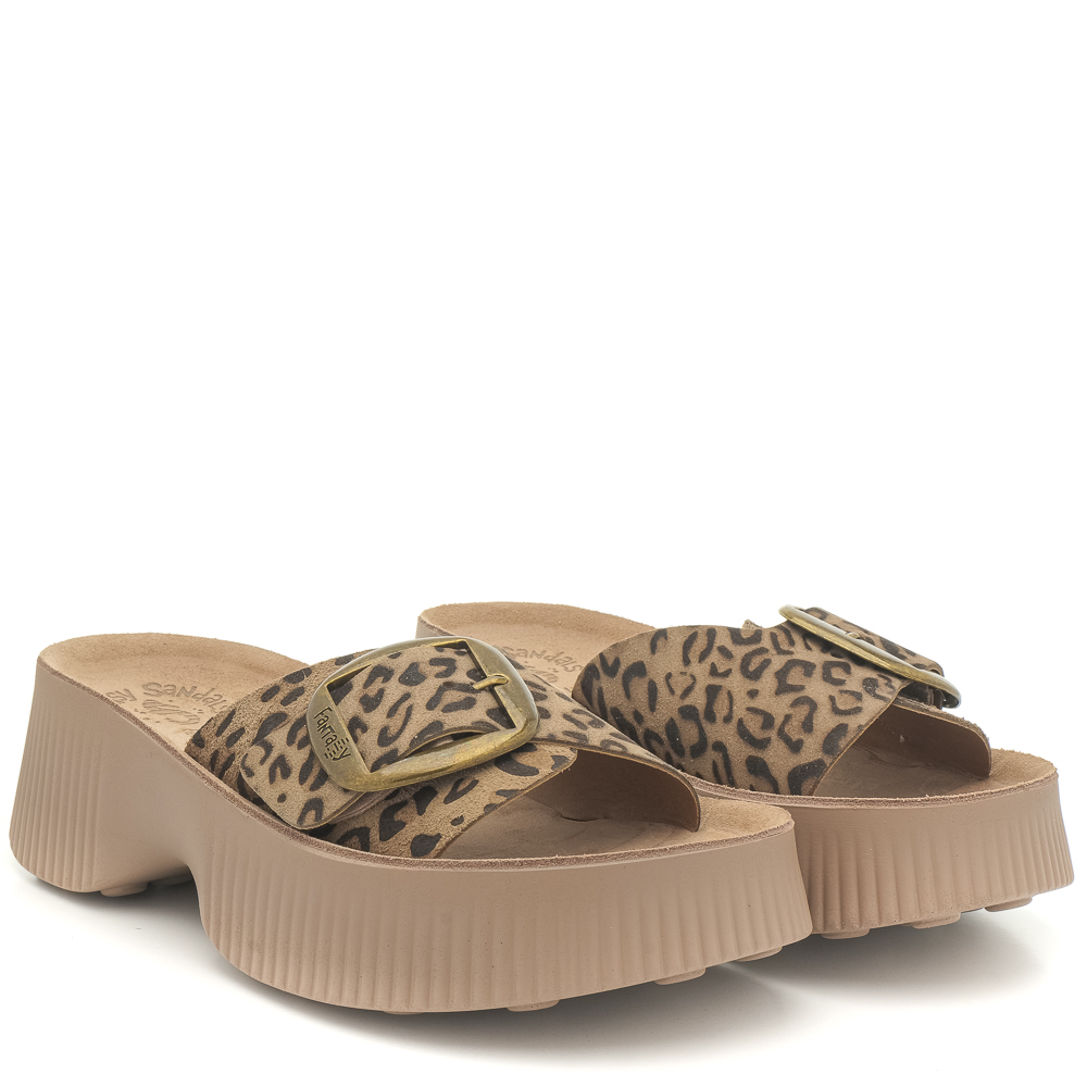Γυναικείο ανατομικό δερμάτινο σανδάλι Fantasy Sandals S2105 ΒΕΑΤRΙCΕ ΜΟΚΑ LΕΟΡΑRDΟ