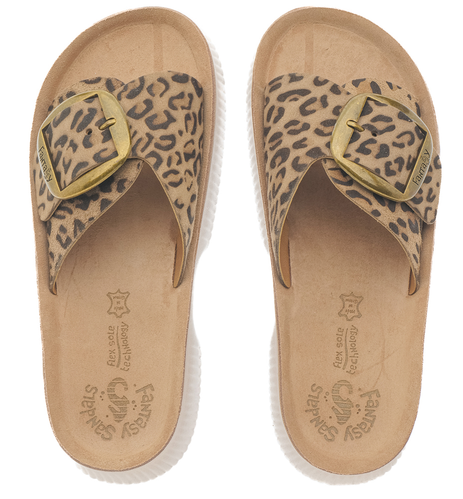 Γυναικείο ανατομικό δερμάτινο σανδάλι Fantasy Sandals S2105 ΒΕΑΤRΙCΕ ΜΟΚΑ LΕΟΡΑRDΟ