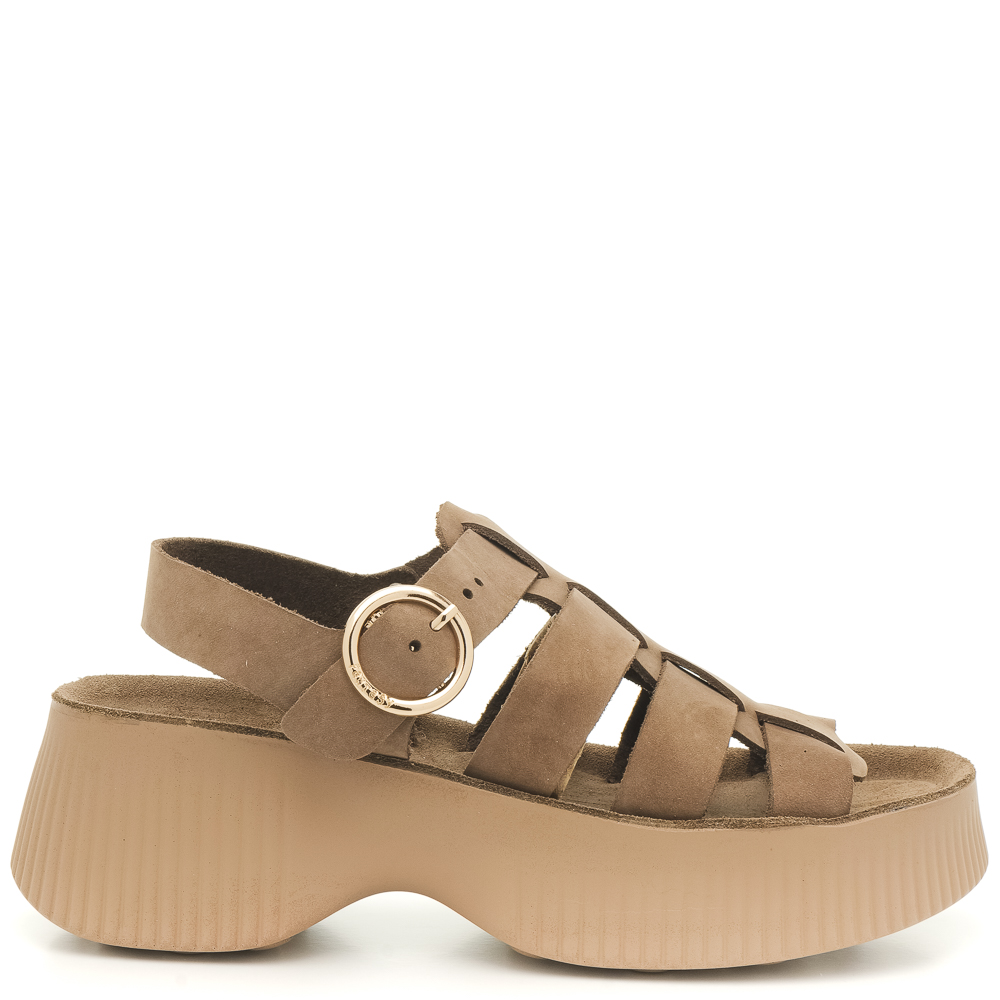 Γυναικείο δερμάτινο σανδάλι πέδιλο Fantasy Sandals  S2106 ΑVRΙL ΒRΟWΝ