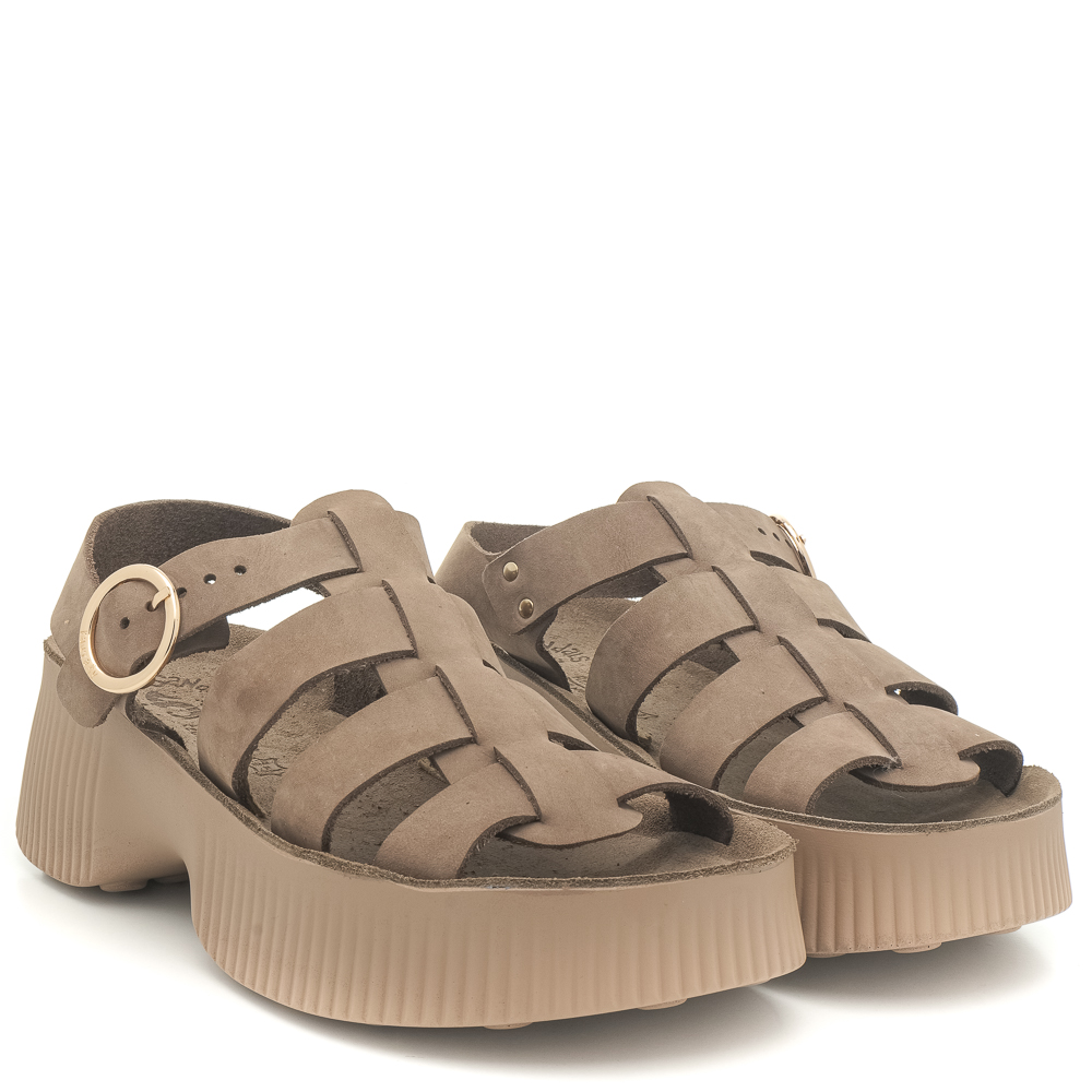Γυναικείο δερμάτινο σανδάλι πέδιλο Fantasy Sandals  S2106 ΑVRΙL ΒRΟWΝ