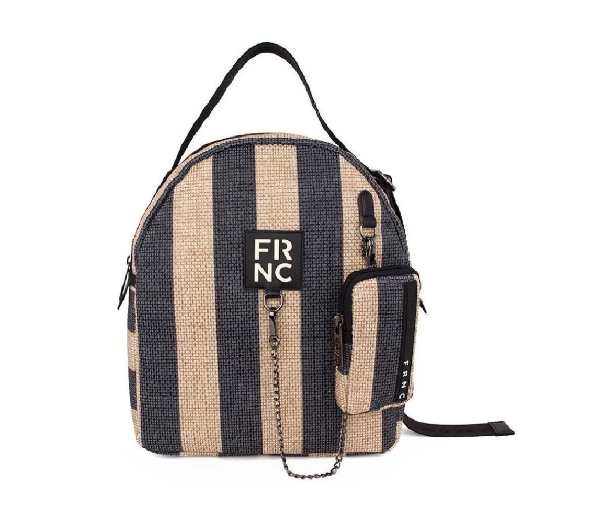 FRNC Γυναικεία Τσάντα Tessuto Stampato Biege/Black 5307 BLK  Collection SS2025