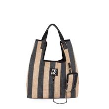 FRNC Γυναικεία Τσάντα Tessuto Stampato Biege/Black 5306 BLK Collection SS2025