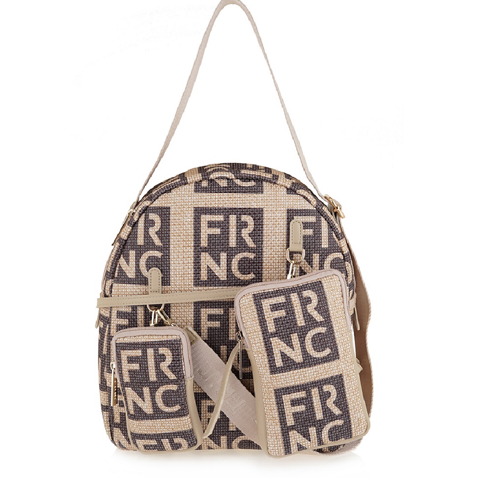 Γυναικείο Backpack Σε Χρώμα Καφέ Μπεζ FRNC 5326 COF  Collection SS2025