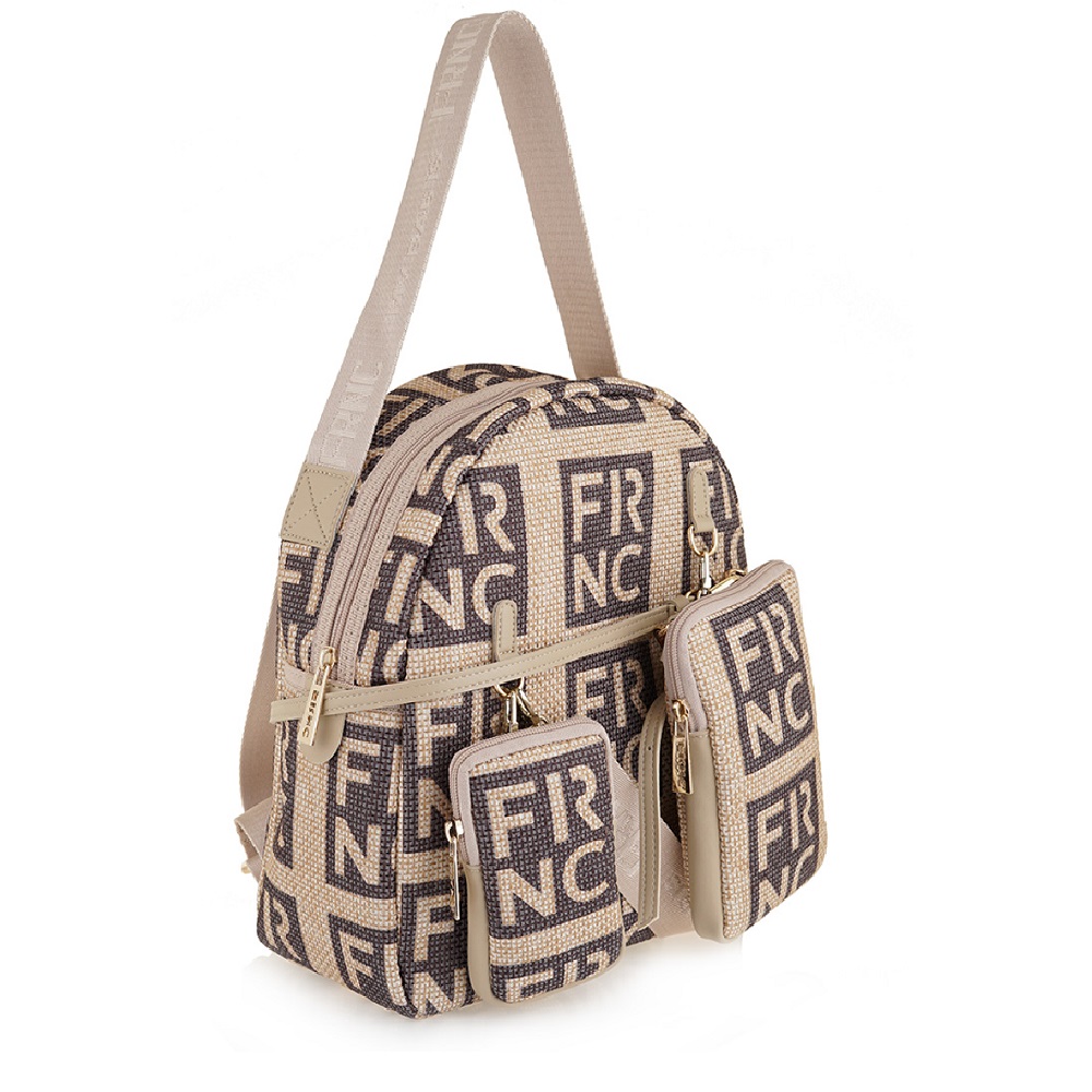 Γυναικείο Backpack Σε Χρώμα Καφέ Μπεζ FRNC 5326 COF  Collection SS2025